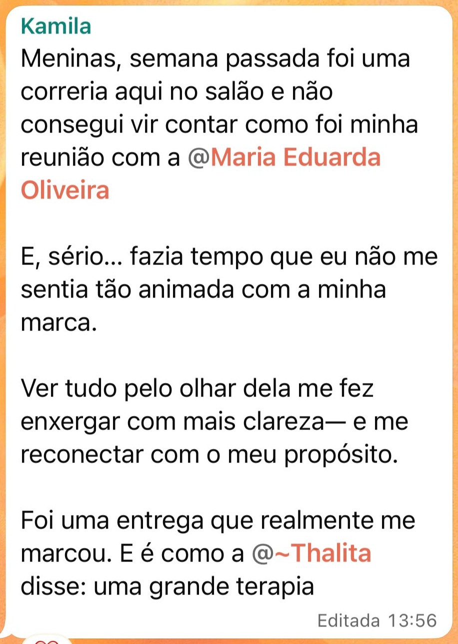 mensagem da kamila sobre reconectar com o propósito da marca